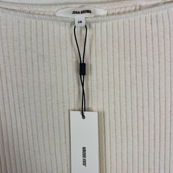NWT Joah Brown Ribbed Side Slit Midi Skirt Natural Cream Size S/M - Picture 5 of 8